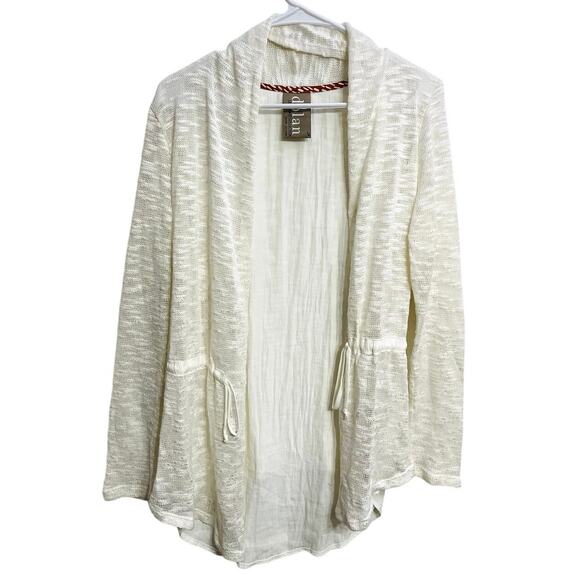 Anthropologie Dolan Contrast Anorak Tie Front Cardigan Cream Boho Beachy Coastal - Picture 2 of 4